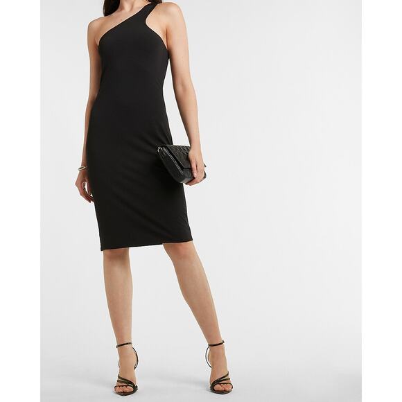 Express Women's Body Contour One Shoulder Sheath Dress Black Size XL - Picture 1 of 7